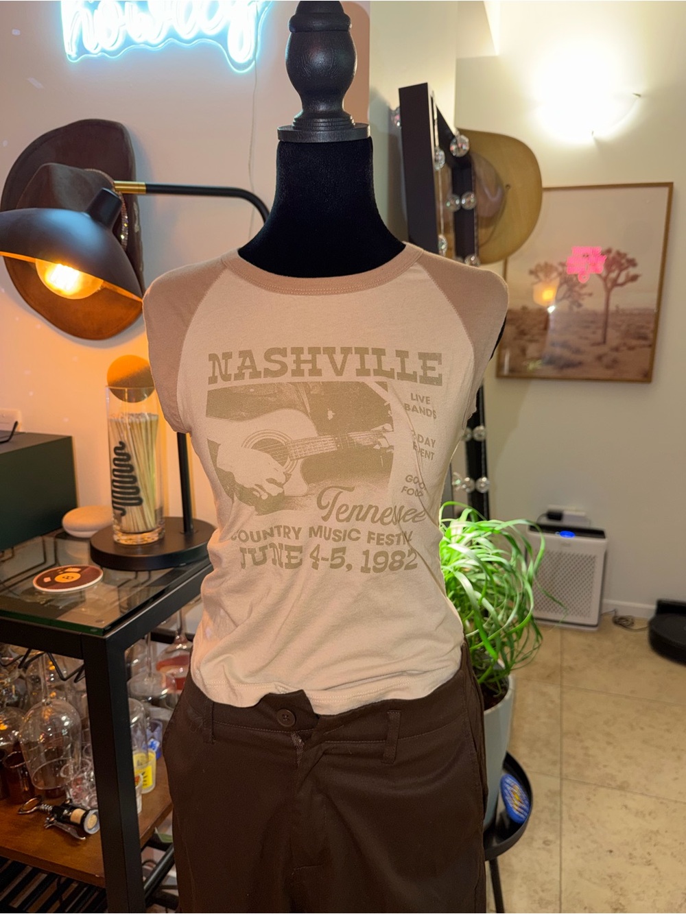 Nashville Graphic Tank Top - Cream/Brown